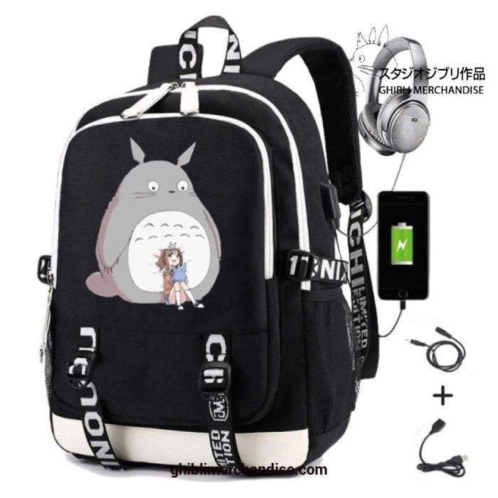 2022 My Neighbor Totoro Usb Charging Laptop Casual Travel Backpack Black 01