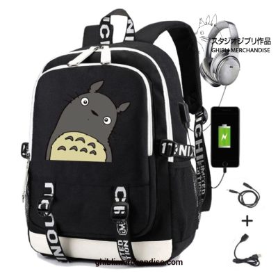 2022 My Neighbor Totoro Usb Charging Laptop Casual Travel Backpack Black 02