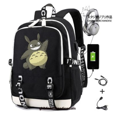 2022 My Neighbor Totoro Usb Charging Laptop Casual Travel Backpack Black 03