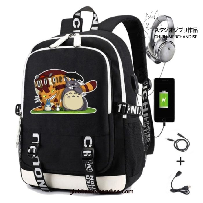 2022 My Neighbor Totoro Usb Charging Laptop Casual Travel Backpack Black 04