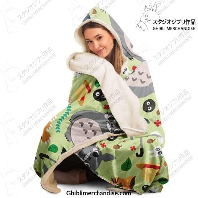 Cute Funny Totoro Hooded Blanket - Aop