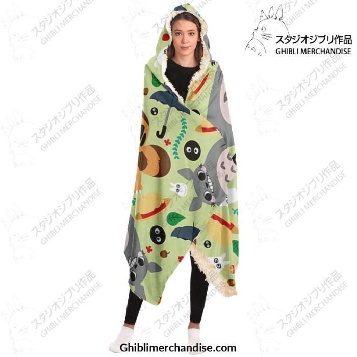 Cute Funny Totoro Hooded Blanket - Aop