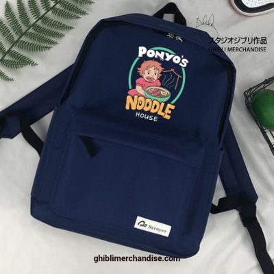 Cute Ponyo Canvas Backpack Dark Blue