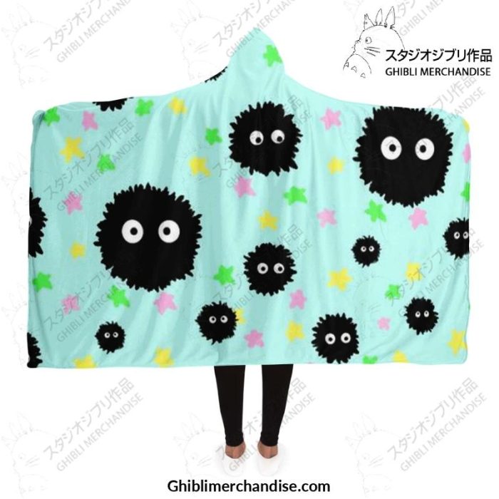 Cute Susuwatari Star Hooded Blanket Adult / Premium Sherpa - Aop