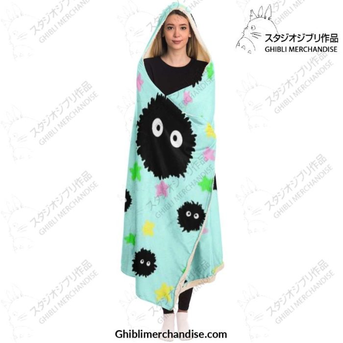 Cute Susuwatari Star Hooded Blanket - Aop