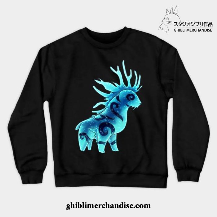 Forest Spirit Night Chibi Crewneck Sweatshirt Black / S