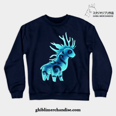 Forest Spirit Night Chibi Crewneck Sweatshirt Navy Blue / S