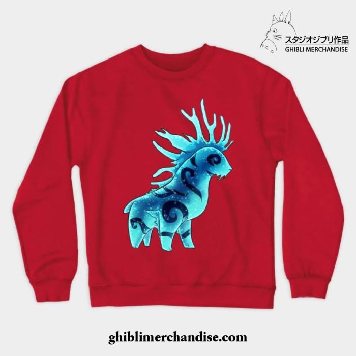 Forest Spirit Night Chibi Crewneck Sweatshirt Red / S