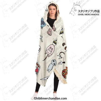 Ghibli Chibi Character Hooded Blanket - Aop