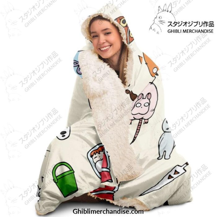 Ghibli Chibi Character Hooded Blanket - Aop