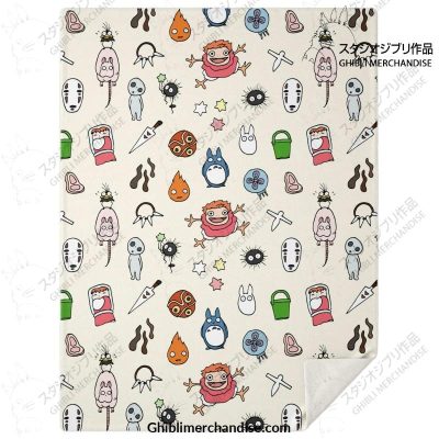 Ghibli Chibi Character Microfleece Blanket M Premium - Aop