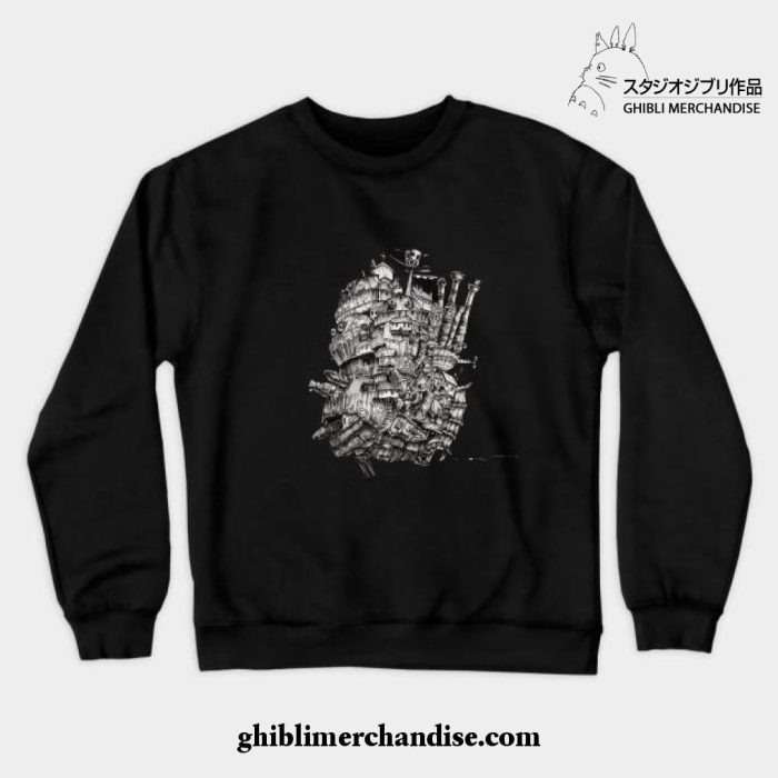 Howl_S Moving Castle Crewneck Sweatshirt Black / S