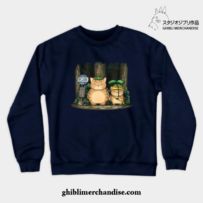 My Neighbor Fat Cat Crewneck Sweatshirt Navy Blue / S