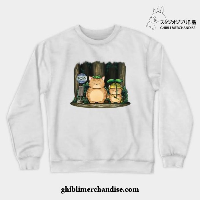 My Neighbor Fat Cat Crewneck Sweatshirt White / S