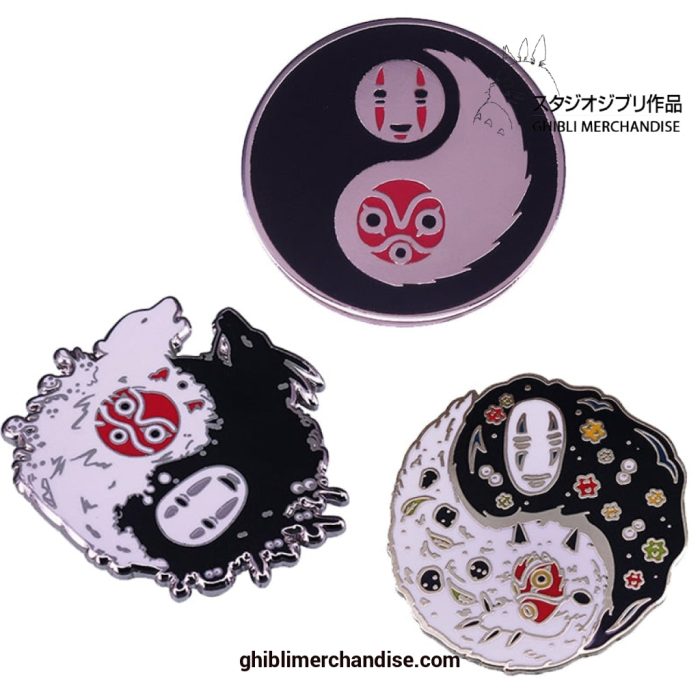 No Face & Princess Mononoke Brooch Round Badge