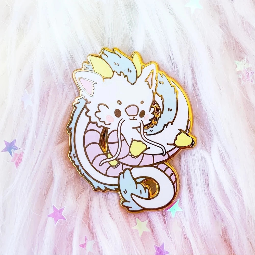 Cute Spirited Away Haku White Dragon Brooch Badge