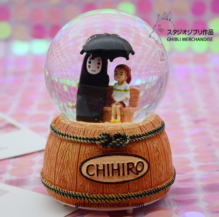 Spirited Away Chihiro No Face Rainbow Glowing Snowflakes Music Box