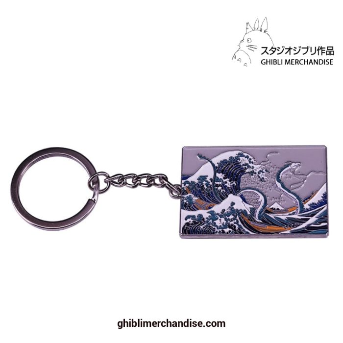 Spirited Away Haku Flying In The Great Wave Keychain