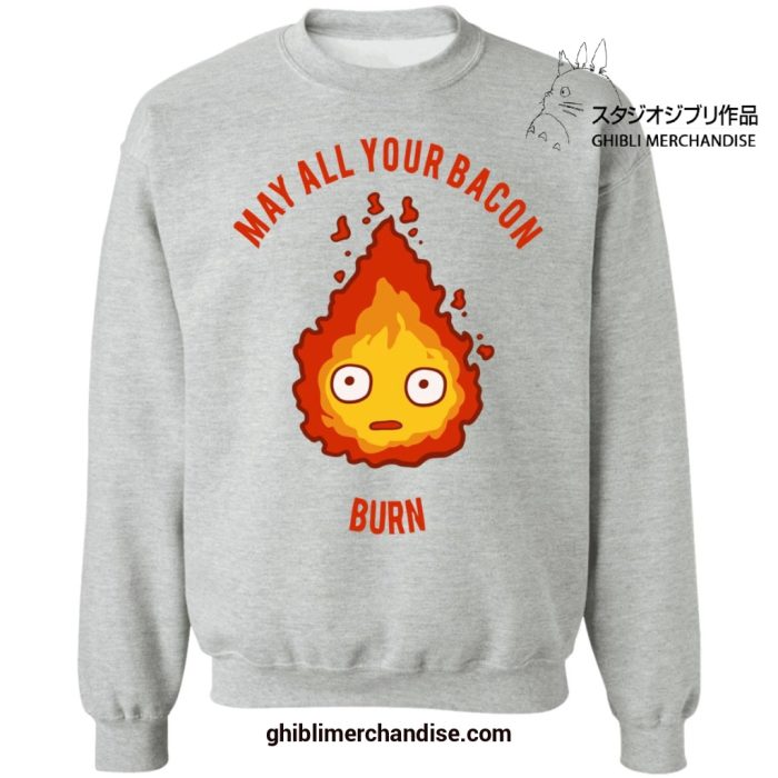 Calcifer - May All Your Bacon Burn Sweatshirt Gray / S