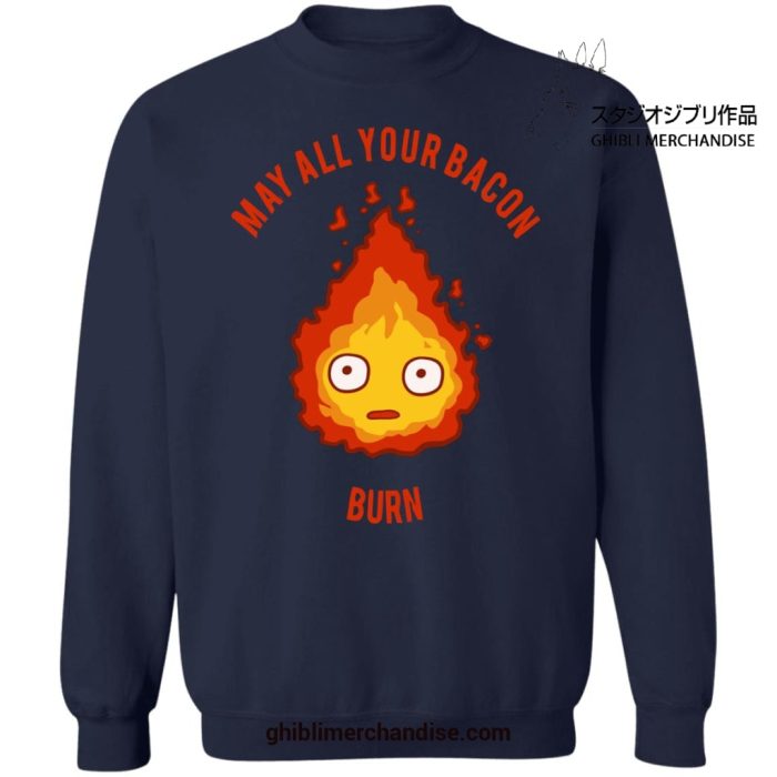 Calcifer - May All Your Bacon Burn Sweatshirt Navy Blue / S