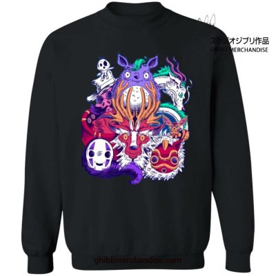 Creepy Style Ghibli Characters Sweatshirt Black / S