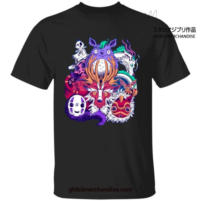 Creepy Style Ghibli Characters T-Shirt Black / S