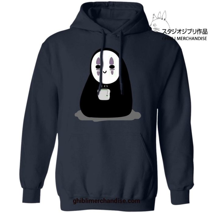 Cute No Face Drinking Hot Tea Hoodie Navy Blue / S