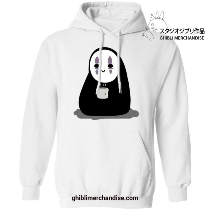 Cute No Face Drinking Hot Tea Hoodie White / S