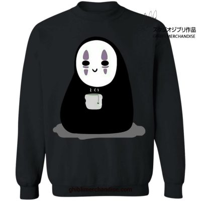 Cute No Face Drinking Hot Tea Sweatshirt Black / S