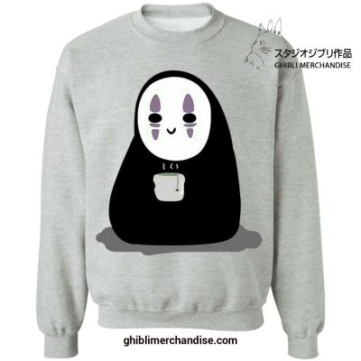 Cute No Face Drinking Hot Tea Sweatshirt Gray / S