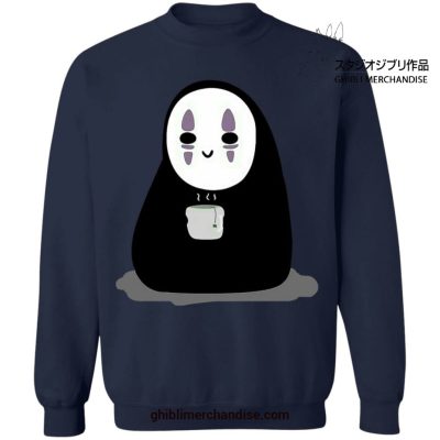 Cute No Face Drinking Hot Tea Sweatshirt Navy Blue / S