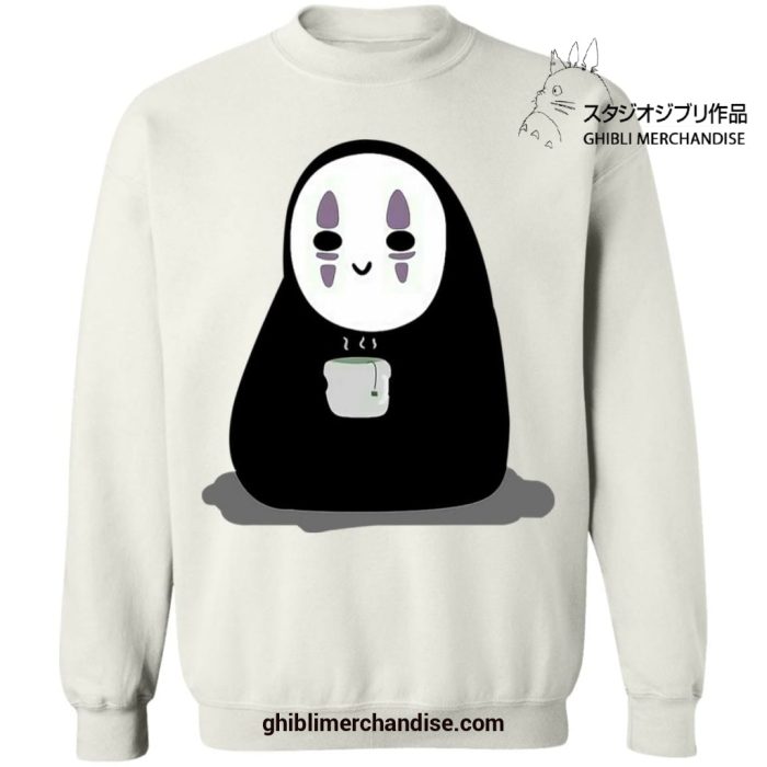 Cute No Face Drinking Hot Tea Sweatshirt White / S