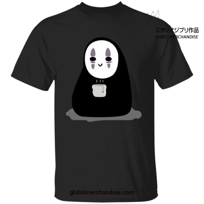 Cute No Face Drinking Hot Tea T-Shirt Black / S