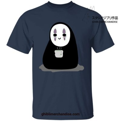 Cute No Face Drinking Hot Tea T-Shirt Navy Blue / S