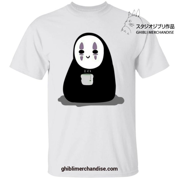 Cute No Face Drinking Hot Tea T-Shirt White / S