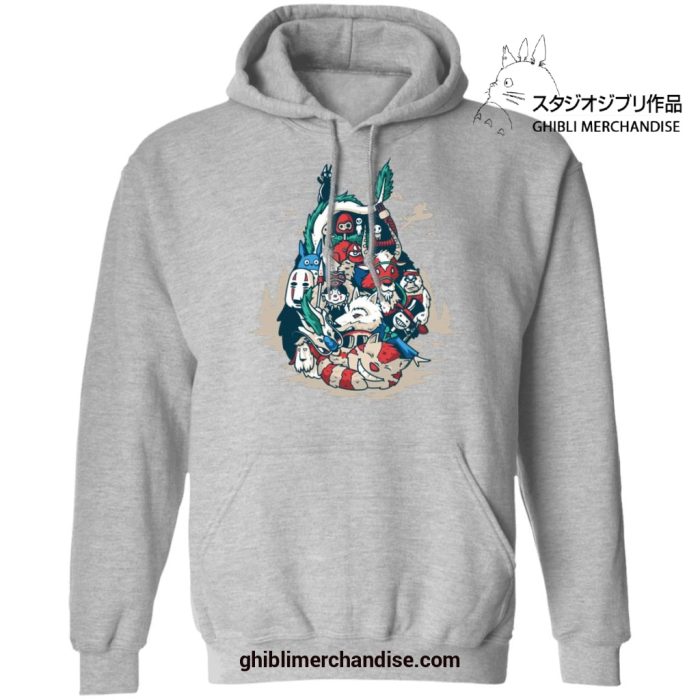 Ghibli World In Totoro Shape Hoodie Gray / S