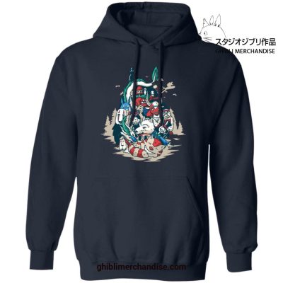 Ghibli World In Totoro Shape Hoodie Navy Blue / S