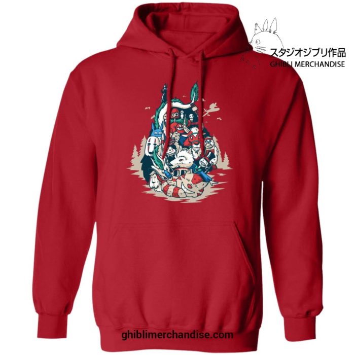 Ghibli World In Totoro Shape Hoodie Red / S