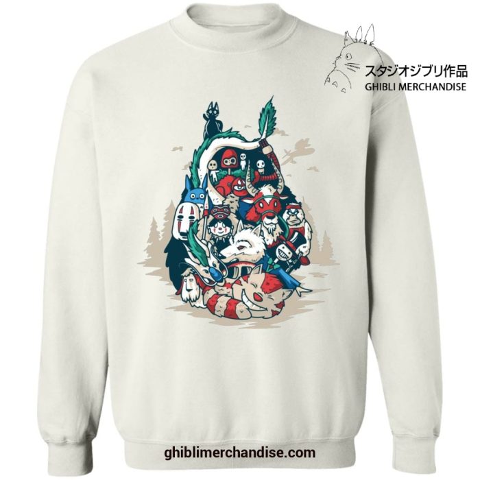 Ghibli World In Totoro Shape Sweatshirt White / S