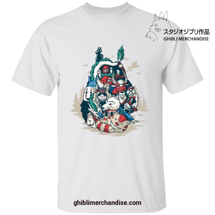 Ghibli World In Totoro Shape T-Shirt White / S