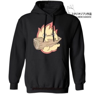 Howls Moving Castle Calcifer Chibi Hoodie Black / S