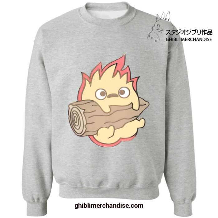 Howls Moving Castle Calcifer Chibi Sweatshirt Gray / S