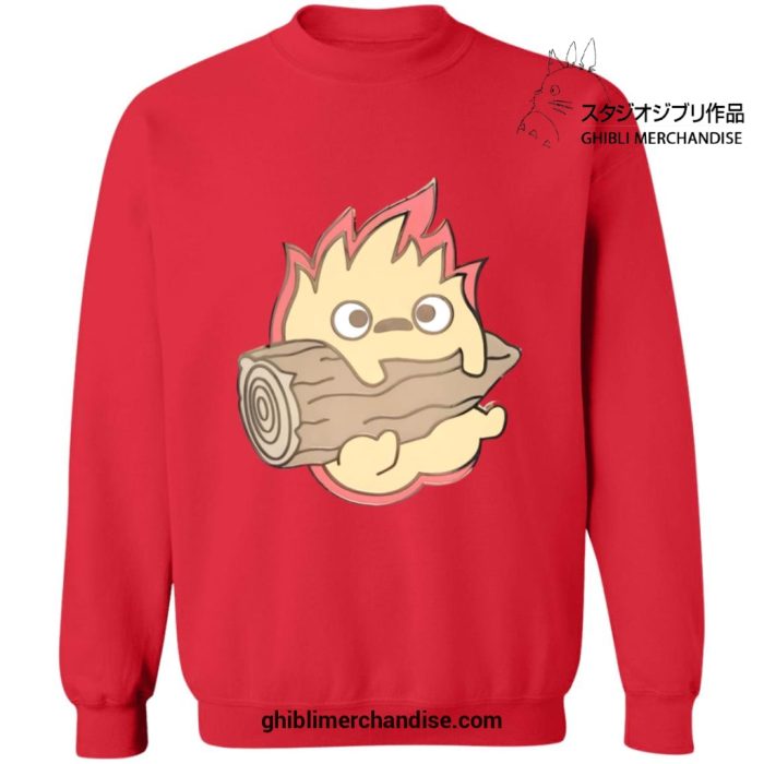 Howls Moving Castle Calcifer Chibi Sweatshirt Red / S