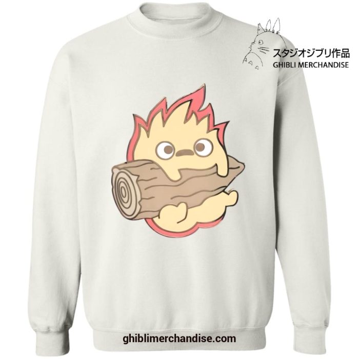 Howls Moving Castle Calcifer Chibi Sweatshirt White / S