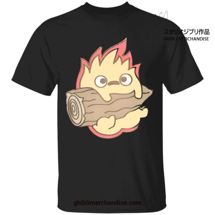 Howls Moving Castle Calcifer Chibi T-Shirt Black / S