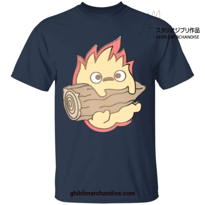 Howls Moving Castle Calcifer Chibi T-Shirt Navy Blue / S