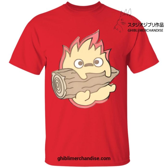 Howls Moving Castle Calcifer Chibi T-Shirt Red / S