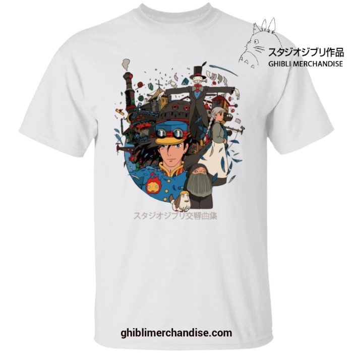 Howls Moving Castle Characters T-Shirt White / S