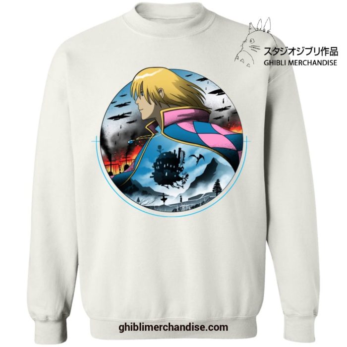 Howls Moving Castle In Circle Sweatshirt White / S