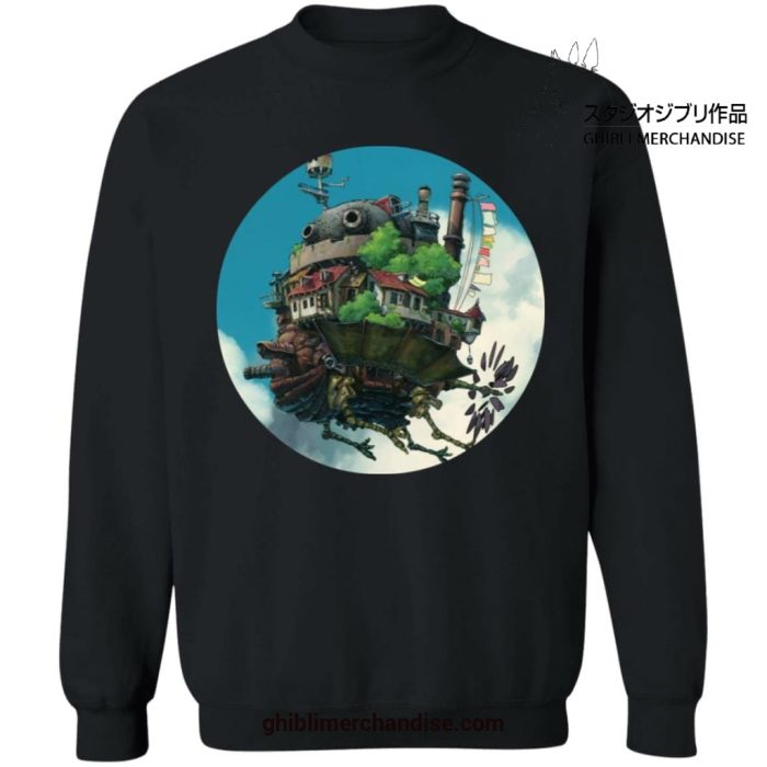 Howls Moving Castle In The Sky Sweatshirt Black / S